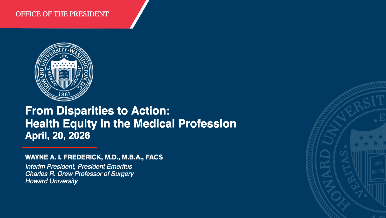 Preview image for the keynote presentation by Wayne A.I. Frederick